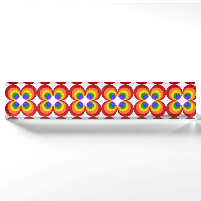 Trippy Rainbow Flowers Nameplate (Front)