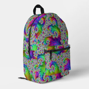Trippy Rainbow Fractal  Printed Backpack