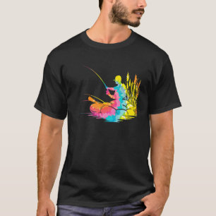 Trippy Rainbow Hippie Tie Dye Fishing T-Shirt