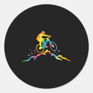 Trippy Rainbow Hippie - Tie-dye Mountain Biking Classic Round Sticker