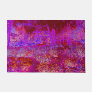 Trippy Red and Magenta Impressionistic Landscape Doormat