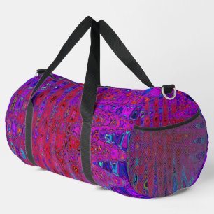 Trippy Red and Purple Abstract Retro Atomic Waves Duffle Bag