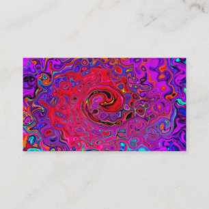 Trippy Red and Purple Abstract Retro Liquid Swirl Business Card