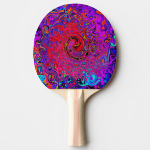 Trippy Red and Purple Abstract Retro Liquid Swirl Ping Pong Paddle