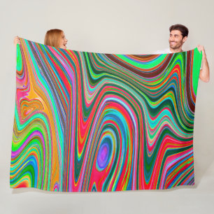 Trippy Red, Green and Blue Abstract Groovy Art Fleece Blanket