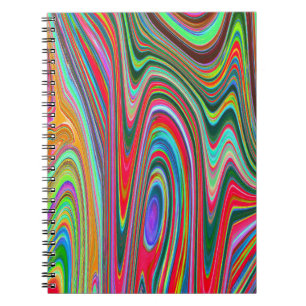 Trippy Red, Green and Blue Abstract Groovy Art Notebook