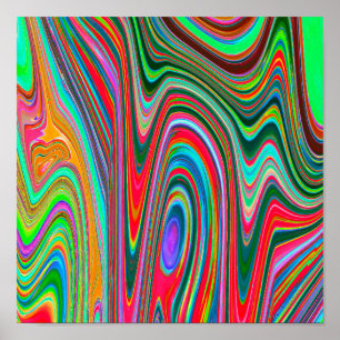 Trippy Red, Green and Blue Abstract Groovy Art Poster