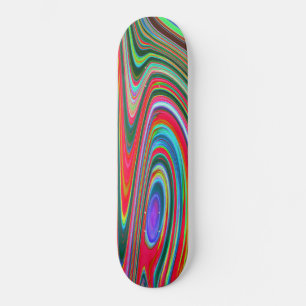 Trippy Red, Green and Blue Abstract Groovy Art Skateboard