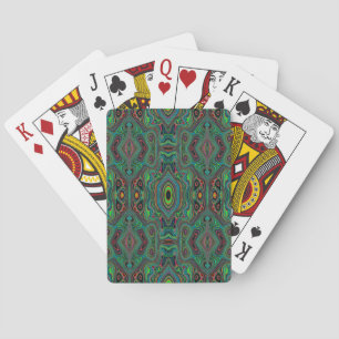 Trippy Retro Black and Lime Green Abstract Pattern Playing Cards