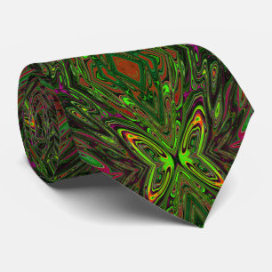 Trippy Retro Lime Green Abstract Butterfly Tie