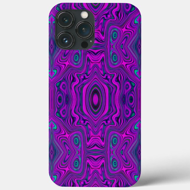Trippy Retro Magenta and Black Abstract Pattern Case-Mate iPhone Case (Back)