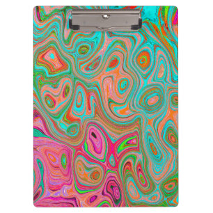 Trippy Retro Orange and Aqua Groovy Abstract Art Clipboard