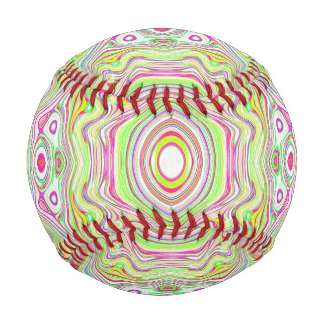Trippy Retro Pink and Lime Green Abstract Pattern Baseball (Front)