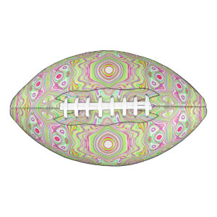 Trippy Retro Pink and Lime Green Abstract Pattern Football