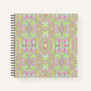 Trippy Retro Pink and Lime Green Abstract Pattern Notebook