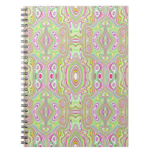 Trippy Retro Pink and Lime Green Abstract Pattern Notebook