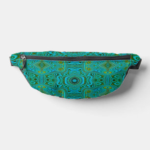 Trippy Retro Turquoise Chartreuse Abstract Pattern Bum Bags