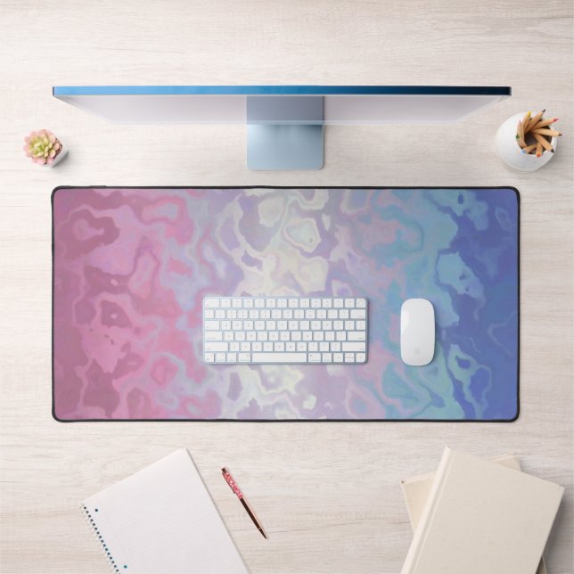 Trippy Ripply Groovy Eccentric Bigender Pride Flag Desk Mat (Office 1)