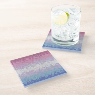 Trippy Ripply Groovy Eccentric Bigender Pride Flag Glass Coaster
