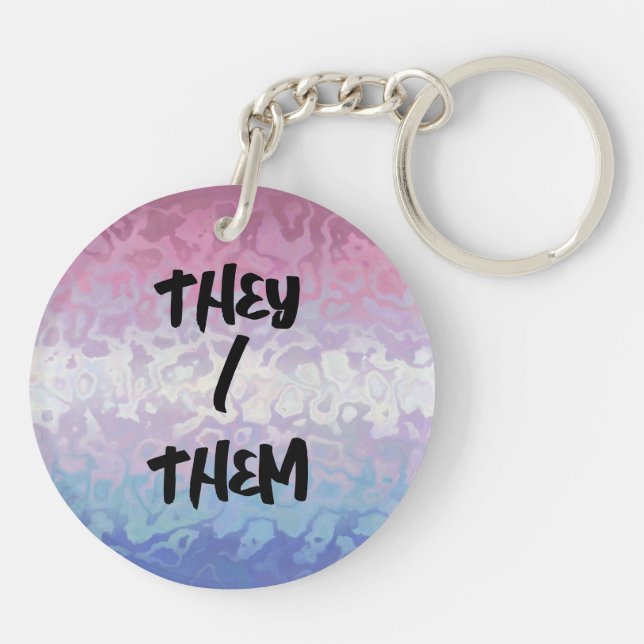 Trippy Ripply Groovy Eccentric Bigender Pride Flag Key Ring (Back)