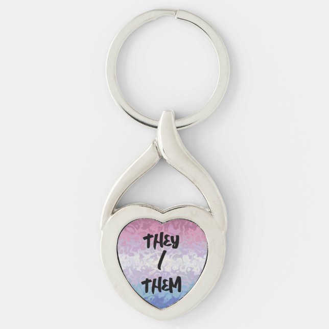 Trippy Ripply Groovy Eccentric Bigender Pride Flag Key Ring (Front)