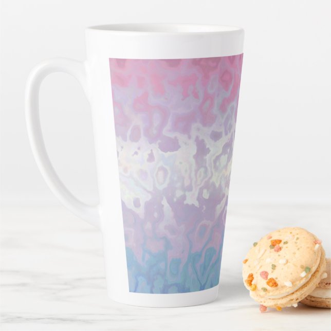 Trippy Ripply Groovy Eccentric Bigender Pride Flag Latte Mug (In Situ)