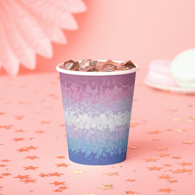 Trippy Ripply Groovy Eccentric Bigender Pride Flag Paper Cups (Insitu)