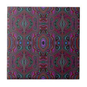 Trippy Seafoam Green and Magenta Abstract Pattern Ceramic Tile