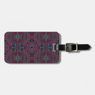 Trippy Seafoam Green and Magenta Abstract Pattern Luggage Tag