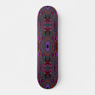 Trippy Seafoam Green and Magenta Abstract Pattern Skateboard