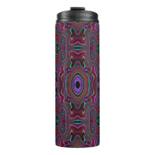Trippy Seafoam Green and Magenta Abstract Pattern Thermal Tumbler