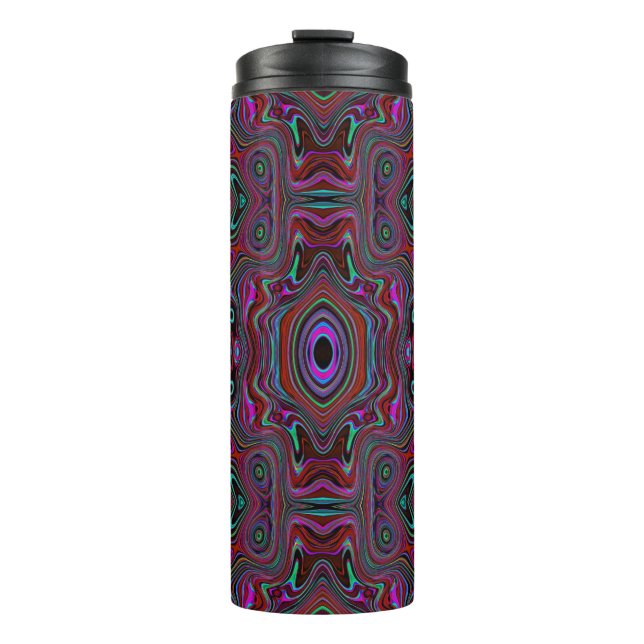 Trippy Seafoam Green and Magenta Abstract Pattern Thermal Tumbler (Front)