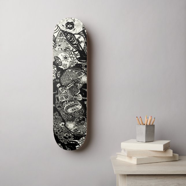 Trippy Sepia Black Skateboard (Wall Art)