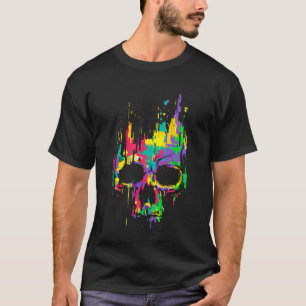 Trippy Skull Pixel Effects EDM Rave Festival House T-Shirt