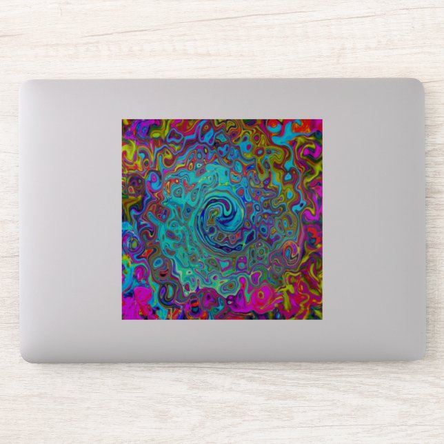 Trippy Sky Blue Abstract Retro Liquid Swirl (Computer)