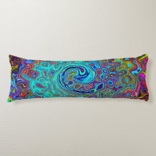 Trippy Sky Blue Abstract Retro Liquid Swirl Body Cushion