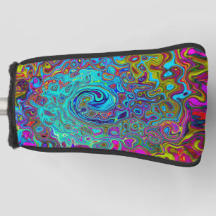 Trippy Sky Blue Abstract Retro Liquid Swirl Golf Head Cover