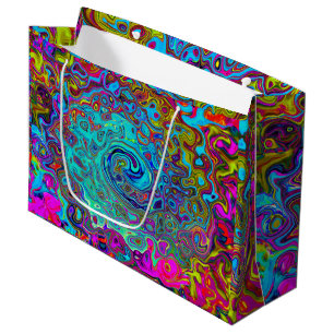 Trippy Sky Blue Abstract Retro Liquid Swirl Large Gift Bag