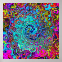 Trippy Sky Blue Abstract Retro Liquid Swirl