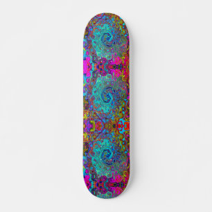 Trippy Sky Blue Abstract Retro Liquid Swirl Skateboard