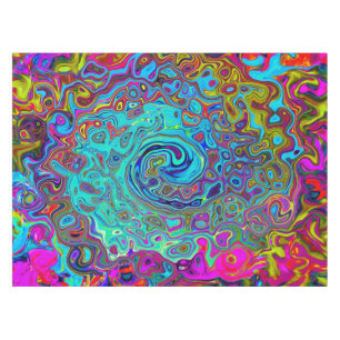 Trippy Sky Blue Abstract Retro Liquid Swirl Tablecloth