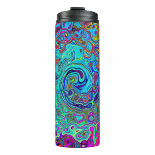 Trippy Sky Blue Abstract Retro Liquid Swirl Thermal Tumbler