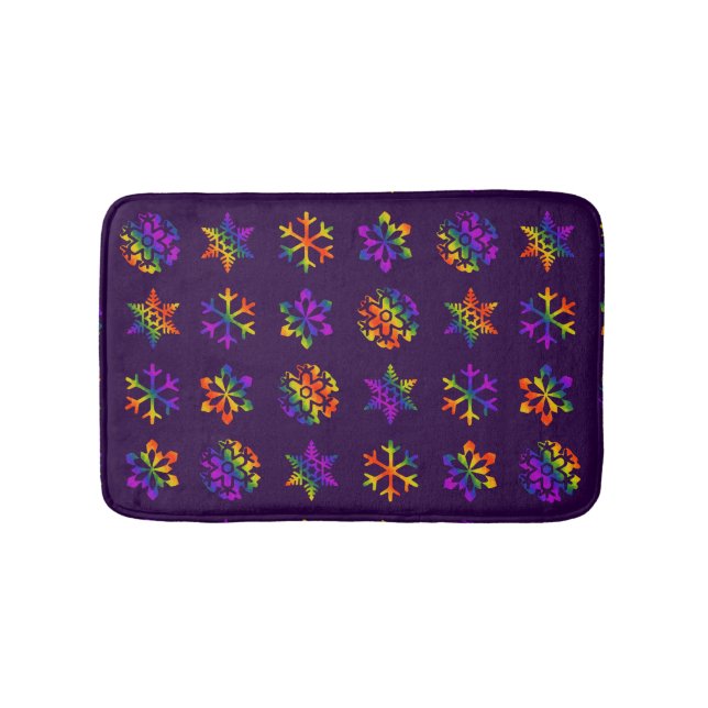 Trippy Snowflakes Bath Mat (Front)