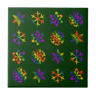 Trippy Snowflakes Ceramic Tile