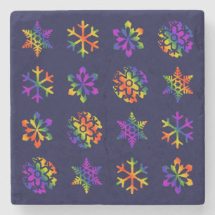 Trippy Snowflakes Stone Coaster