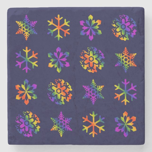 Trippy Snowflakes Stone Coaster (Front)