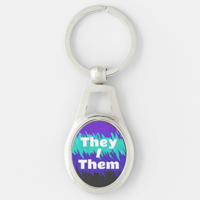 Trippy Squiggly Abstract Alexigender Pride Flag Key Ring (Front)