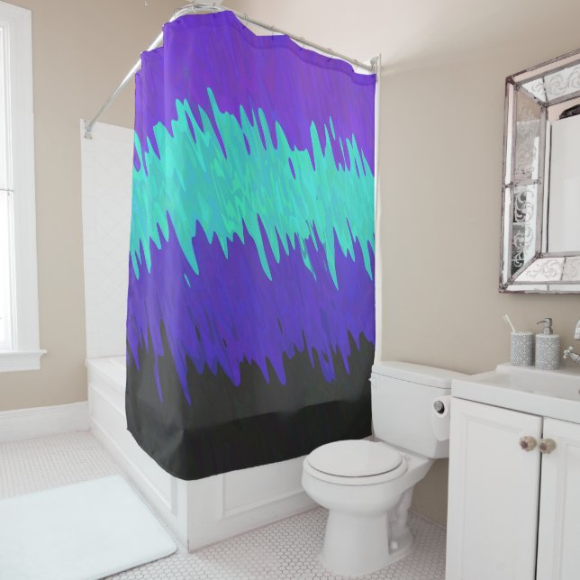 Trippy Squiggly Abstract Alexigender Pride Flag Shower Curtain (In Situ)