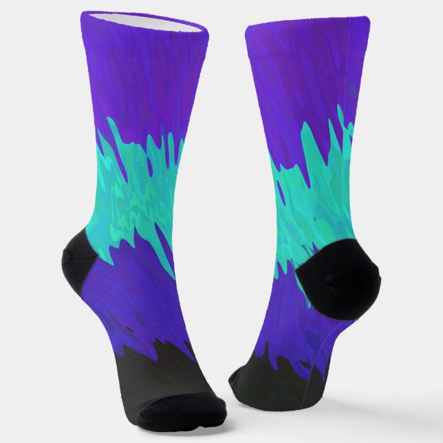 Trippy Squiggly Abstract Alexigender Pride Flag Socks (Angled)