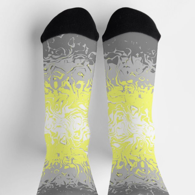 Trippy Squiggly Abstract Demigender Pride Flag Socks (Top)